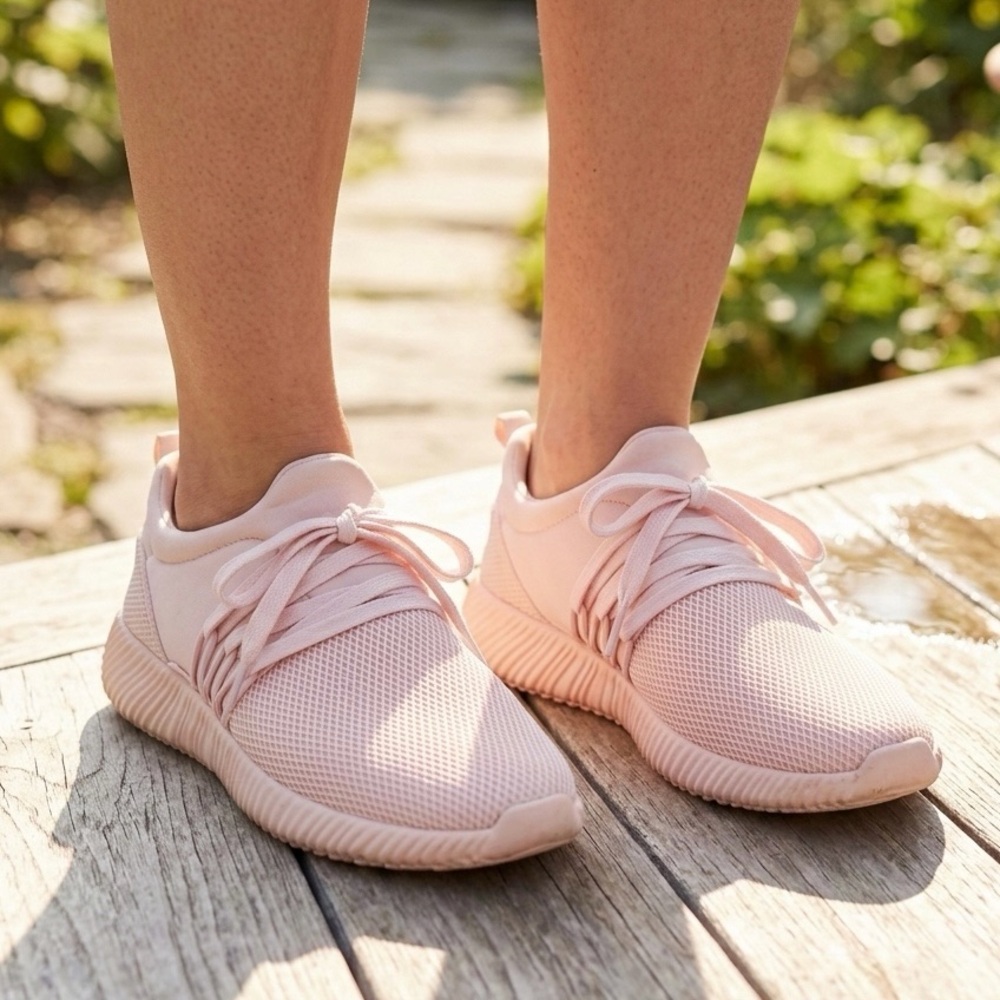 Lucy Avenue Blush Pink Slip-On Athletic Sneakers Athleisure Ballet Shoe 8.5 EUC